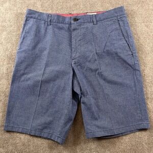 Club Monaco Shorts Mens 32 Blue Cotton Chino Micro Pattern Regular Fit Casual